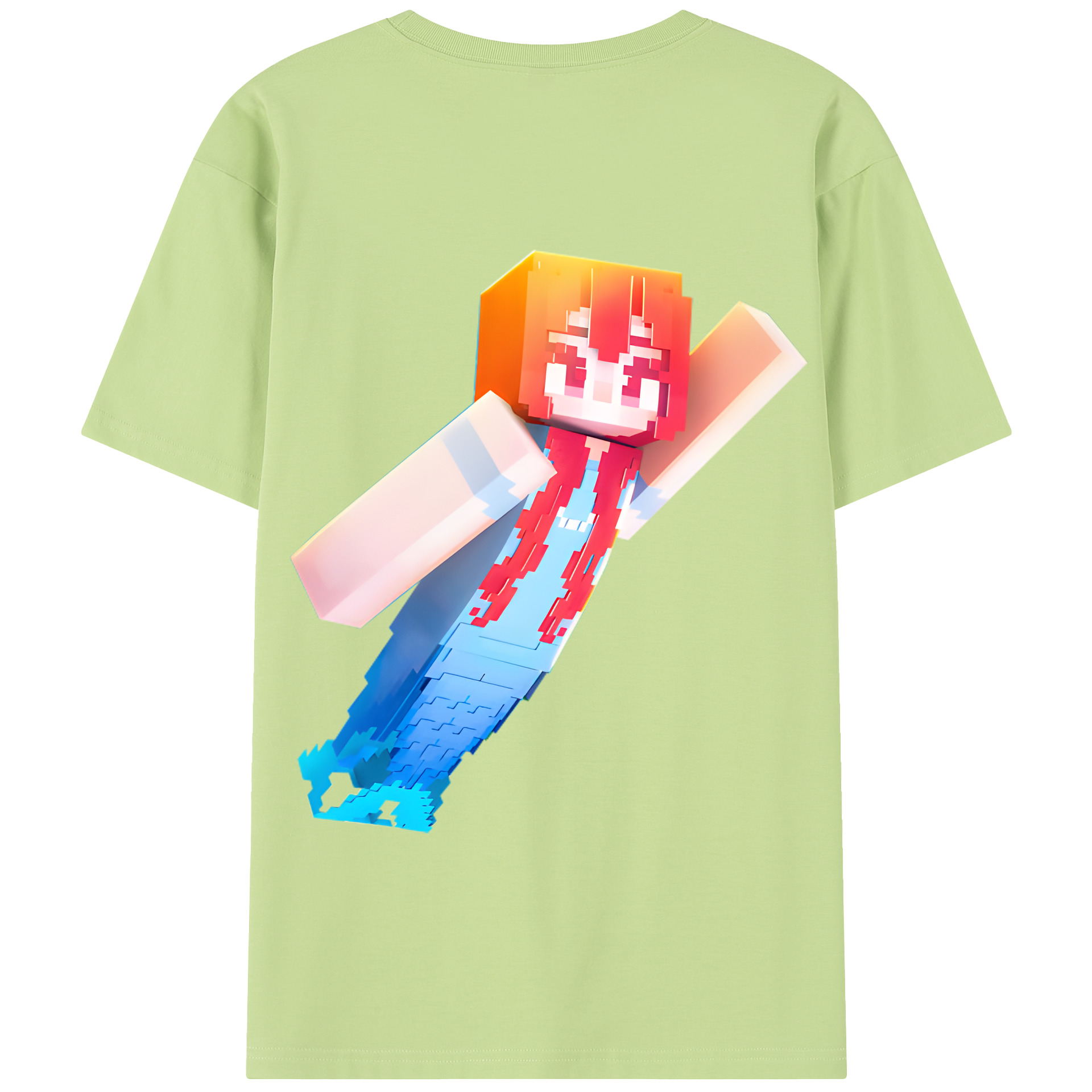 （画像用） マインクラフト ブロックの世界 Minecraft MC Block world 綿100％半袖Tシャツ（背面プリント）